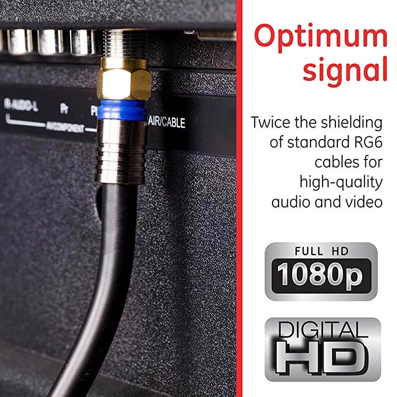 RG6 Coaxial Cable 100 ft FType Connectors Quad Shielded Coax Cable 3 GHz Digital InWall Rated Ideal for TV Antenna DVR VCR Satellite Cable Box Home Theater Black 34842