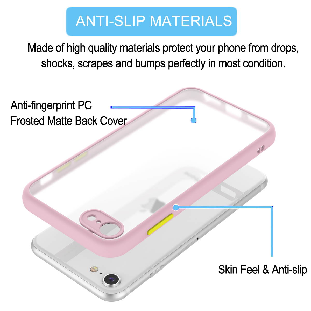 iPhone SE 2 2020 Case, Hard Case for iPhone 7 / 8 Shock Absorbing,Tekcoo Translucent Matte Sturdy Case [Military Grade Drop Tested] Soft TPU Bumper Slim Phone Case Cover for iPhone SE 2 2020 4.7"