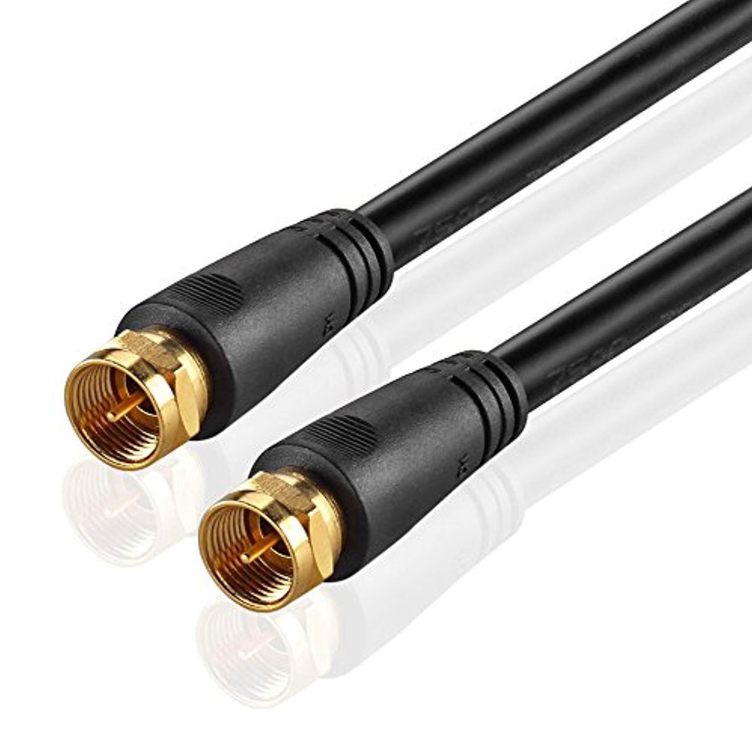 tnp products tnp coaxial cable 25 feet with f connectors ftype pin plug socket male twiston adapter jack with shielded rg59 rg59/u coax patch cable wire cord black