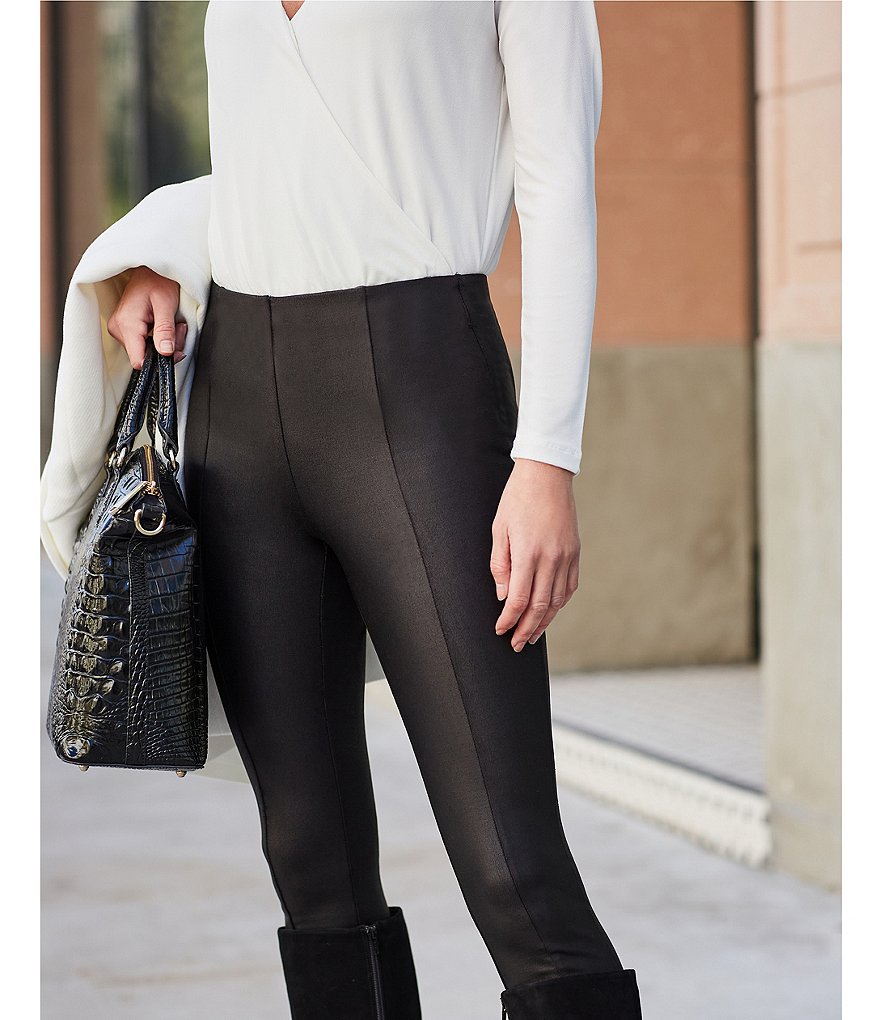 Gibson & Latimer Seam Front Coated Ponte High Rise Leggings