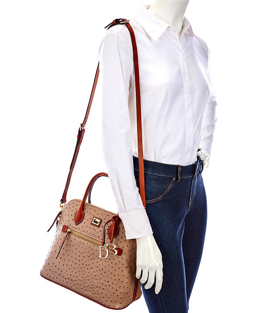 Dooney & Bourke Ostrich Collection Large Domed Satchel Bag