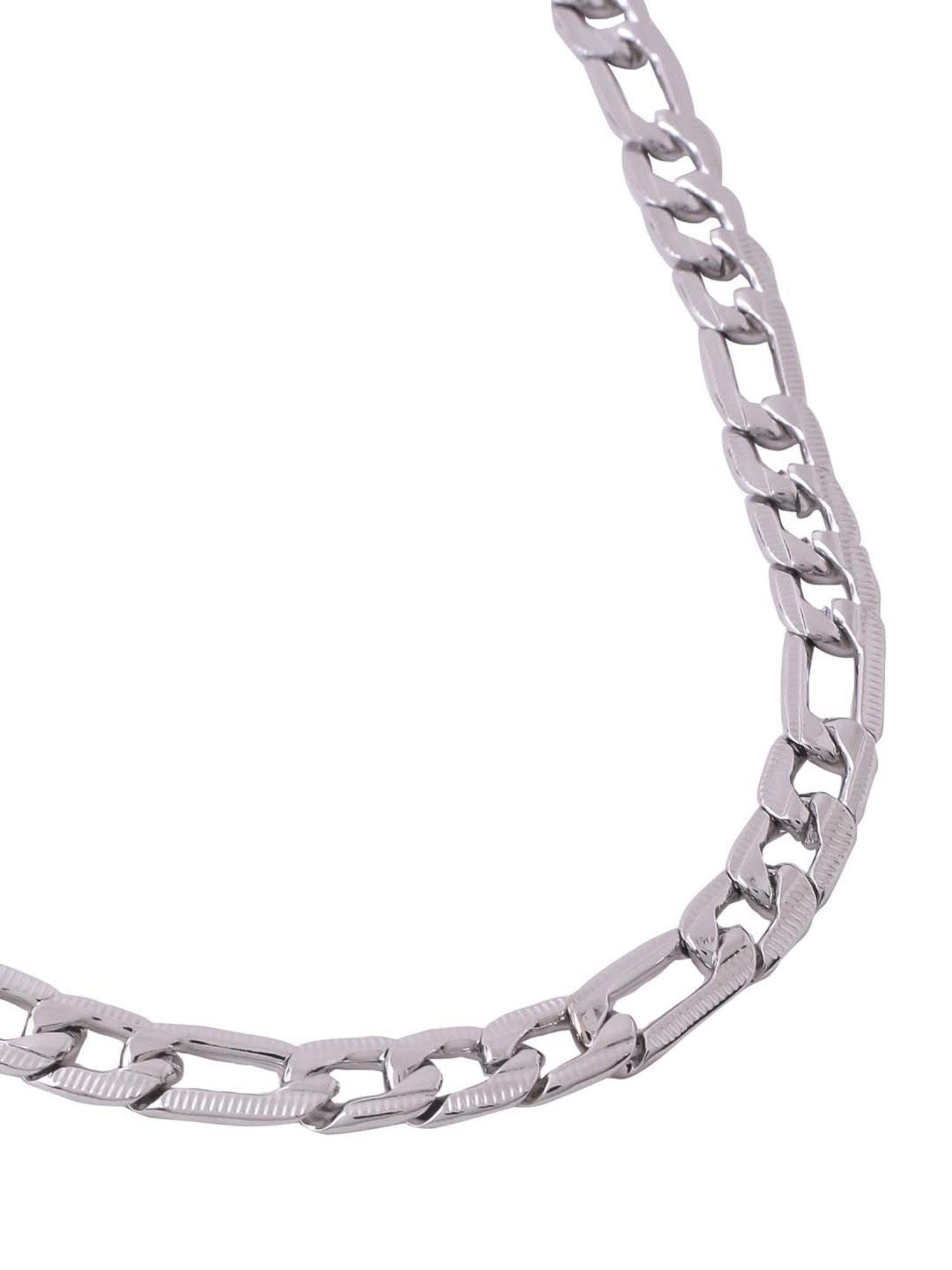 NVR Rhodium-Plated Stainless Steel Bohemian Chain for Men