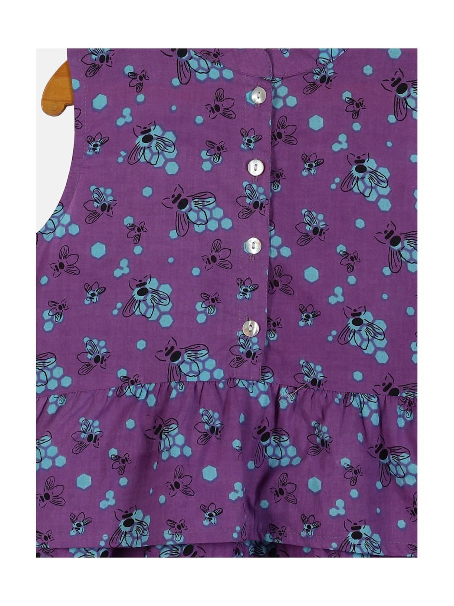 Kiddopanti Kids Purple Printed Dress
