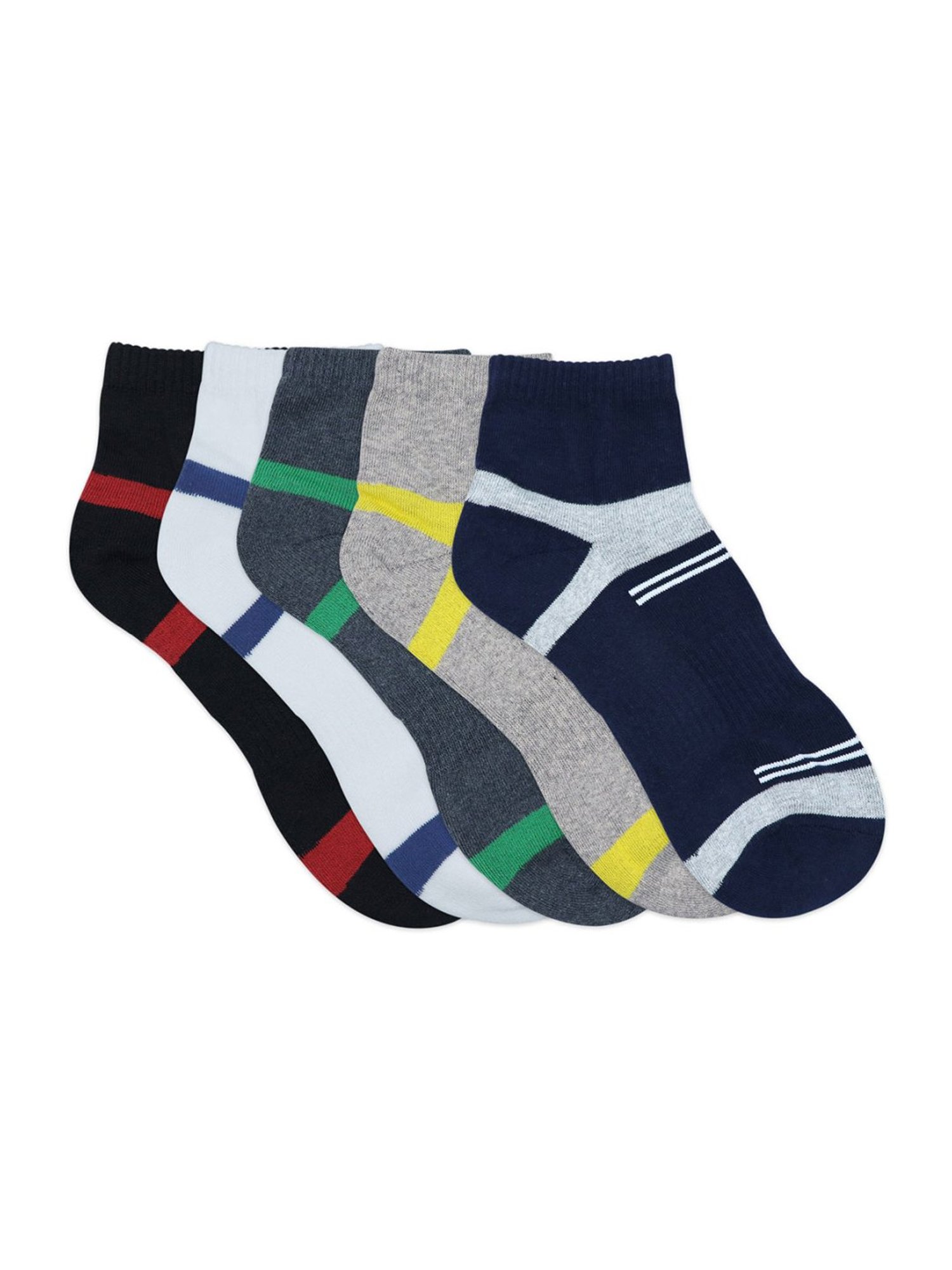 BALENZIA Cotton Striped High Ankle Sports Socks (Pack Of 5)
