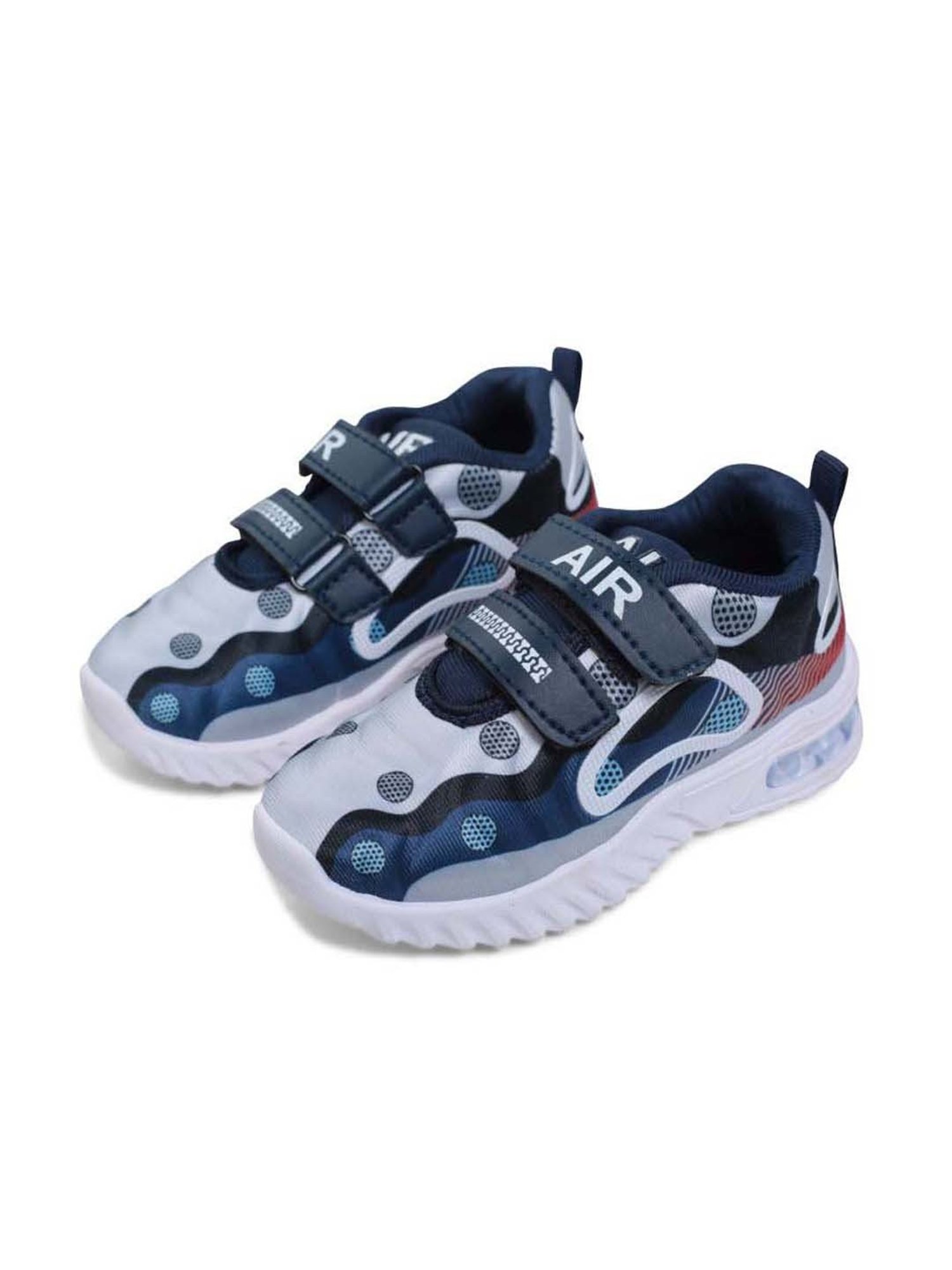 Tiny Bugs Kids White & Grey Velcro Shoes