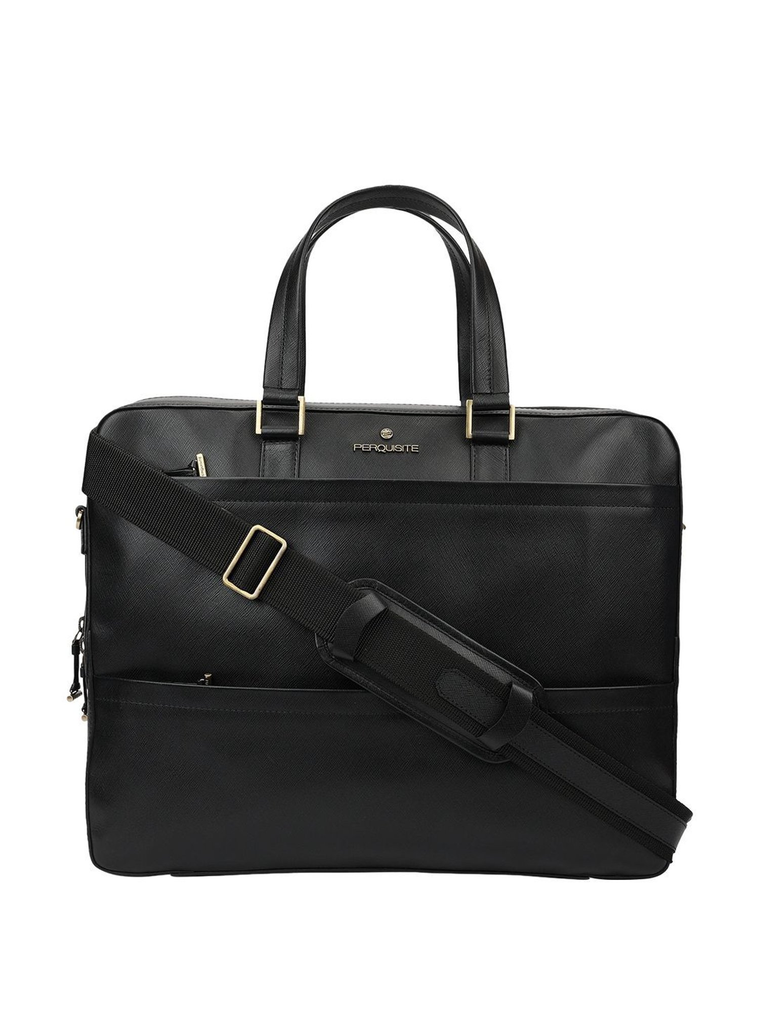 PERQUISITE PERRY Black Leather Medium Messenger Bag
