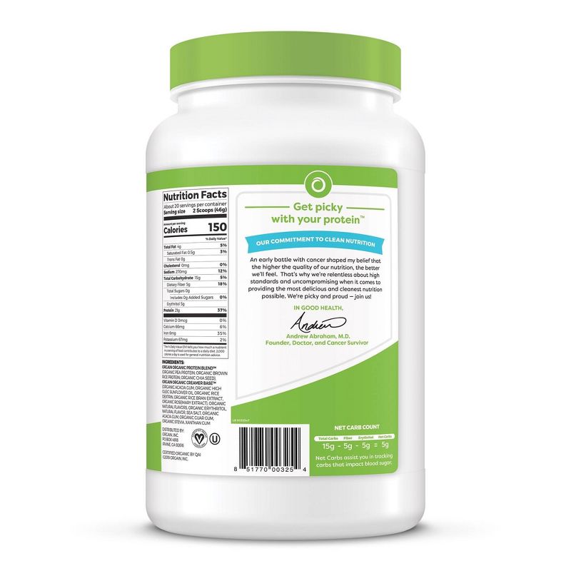 Orgain Organic Vegan Protein Plant-Based Protein Powder - Sweet Vanilla Bean - 2.03lbs