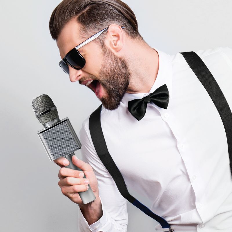 SHARPER IMAGE Musical Microphone Bluetooth Broadcaster in Silver