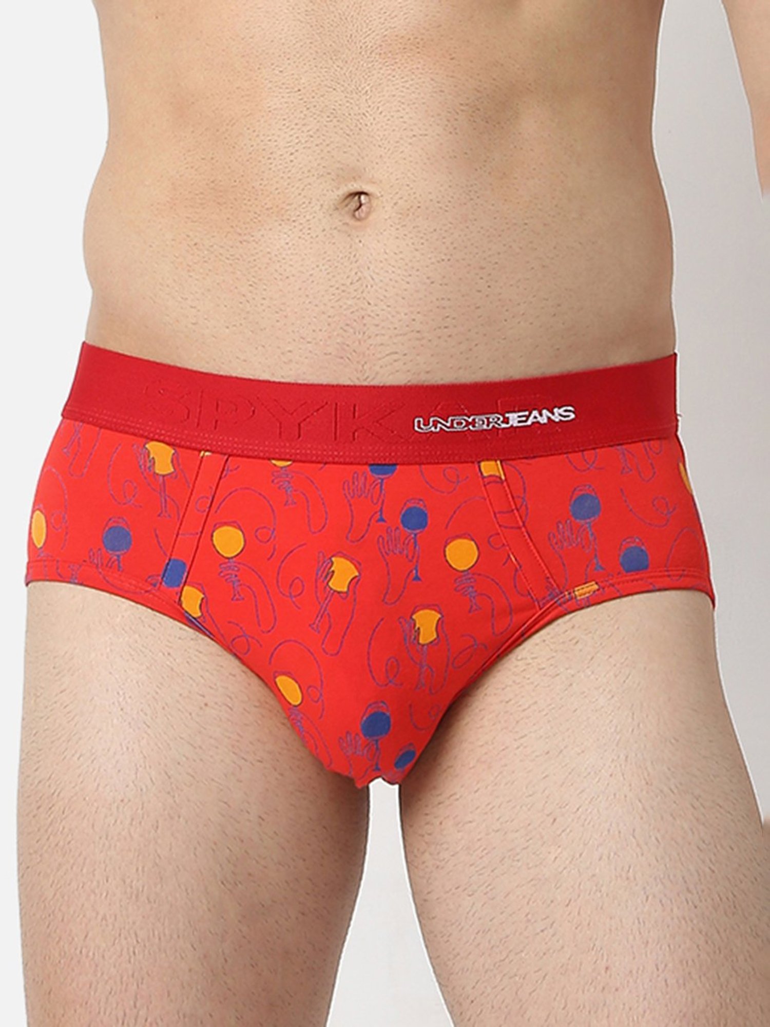 UnderJeans by Spykar Red Round Neck Regular Fit Briefs