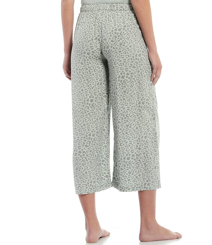 Jasmine & Ginger Animal Print Cropped Wide-Leg Woven Coordinating Sleep Pants