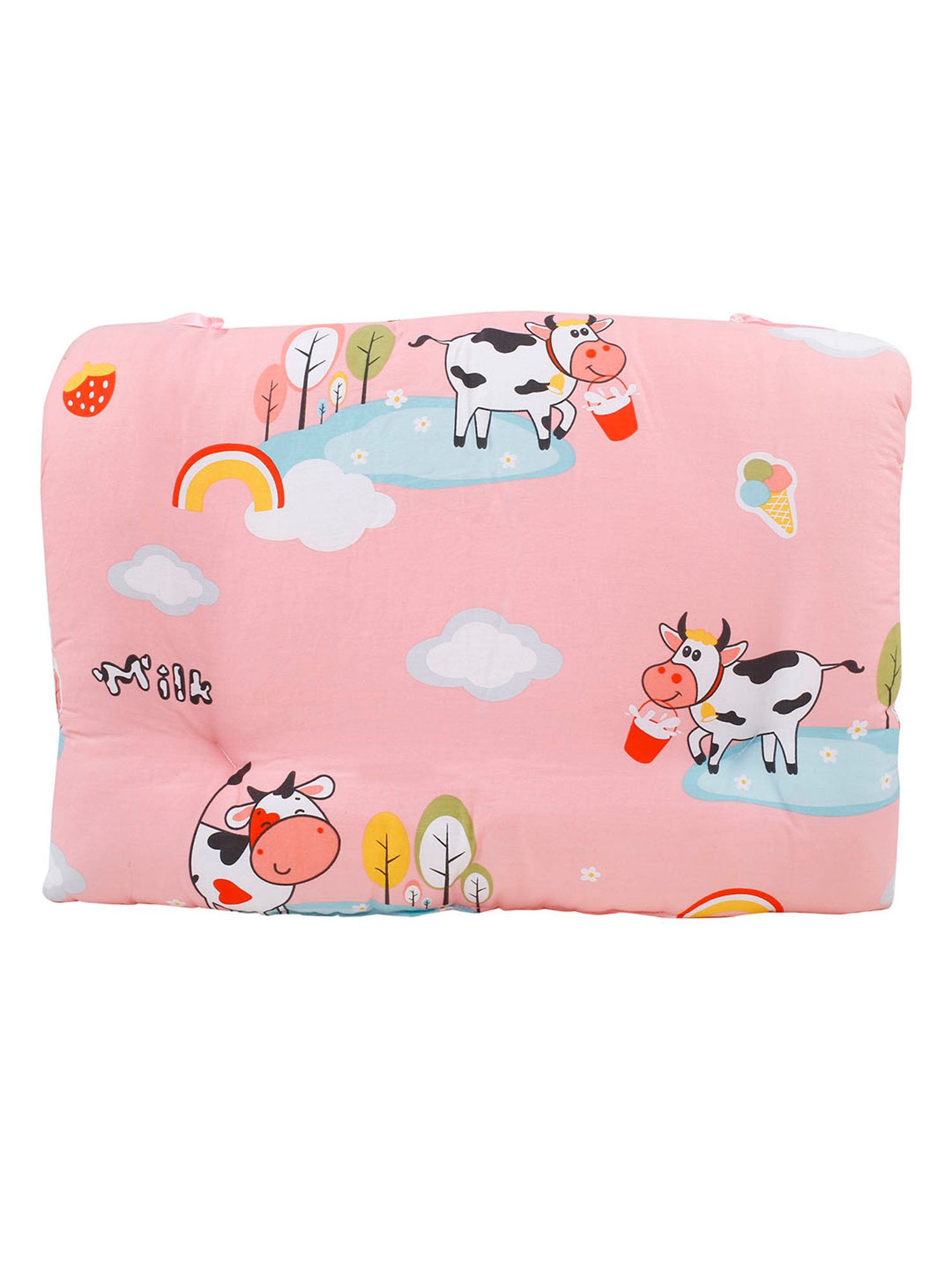 Baby Moo Milkaholic Peach Mattress Set with Neck Pillow and Bolsters
