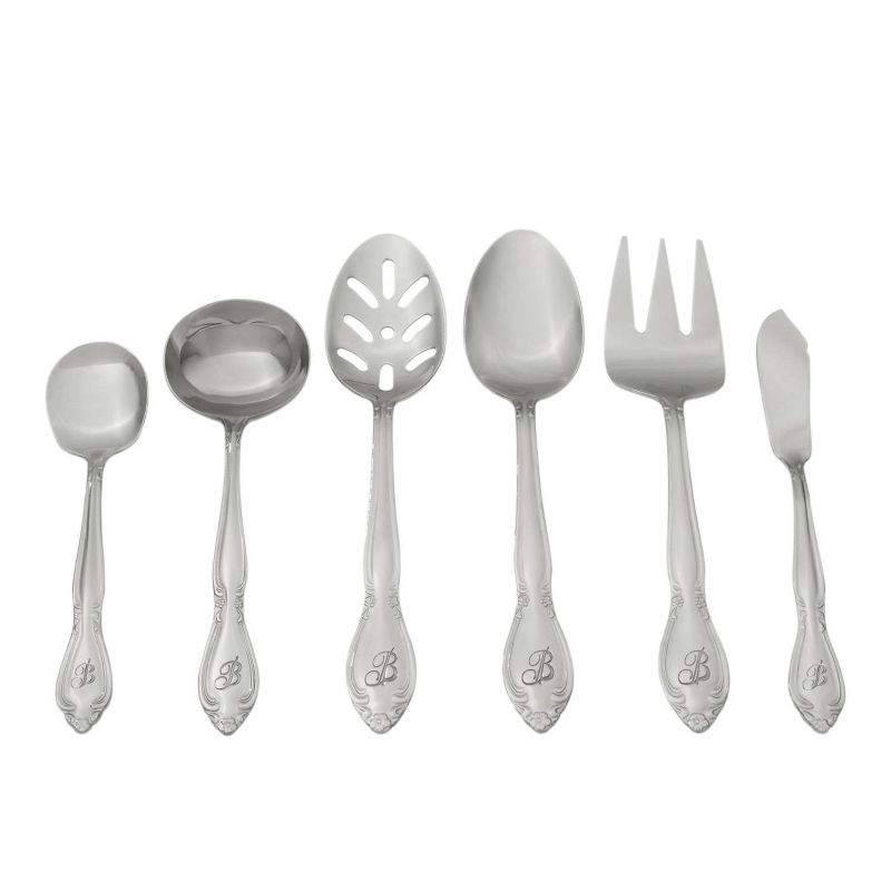 RiverRidge 46pc Silverware Set Rose Pattern Silver Finish