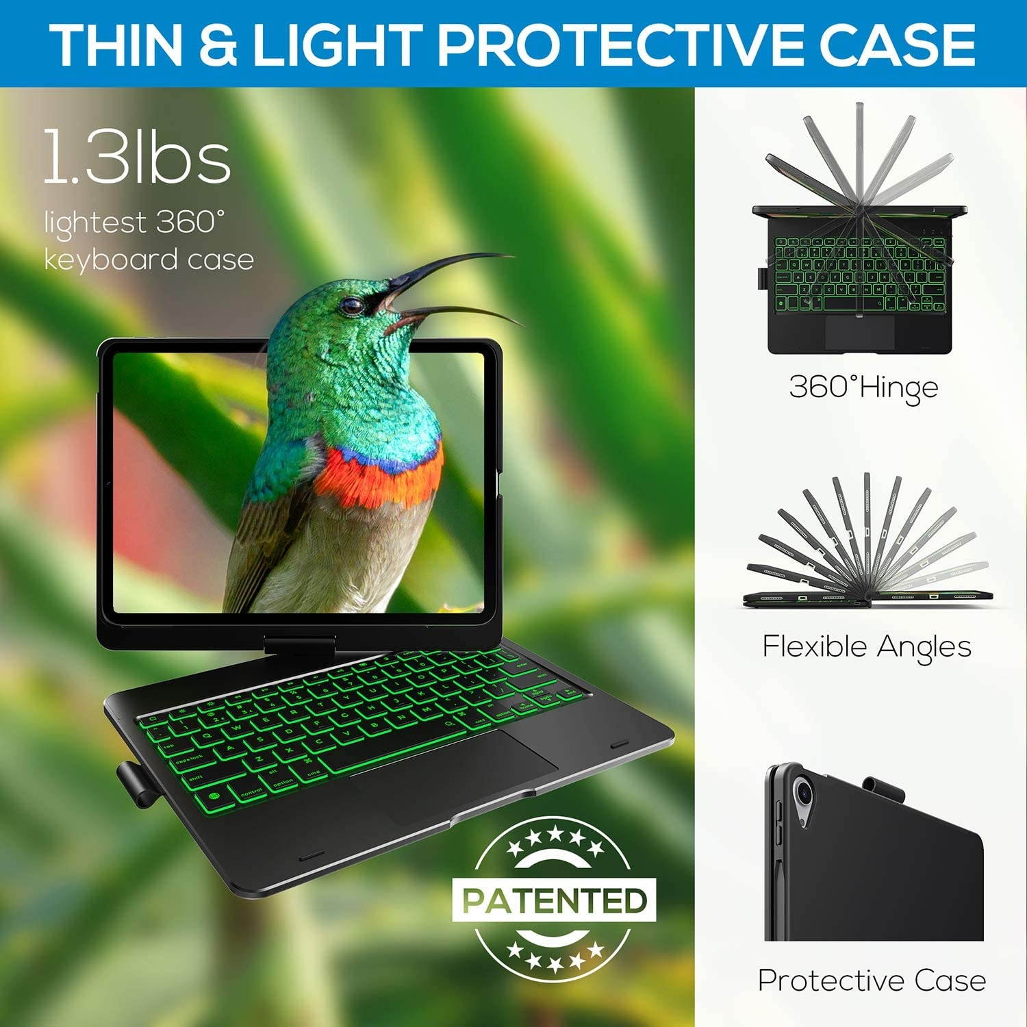 TYPECASE Touch iPad Air 4th Generation Case with Keyboard - Magic Keyboard Style Compatible with Apple Pencil Trackpad & Smart Backlit Keys Keyboard for iPad Air 10.9 2020 iPad Pro 11 2018 (Black)