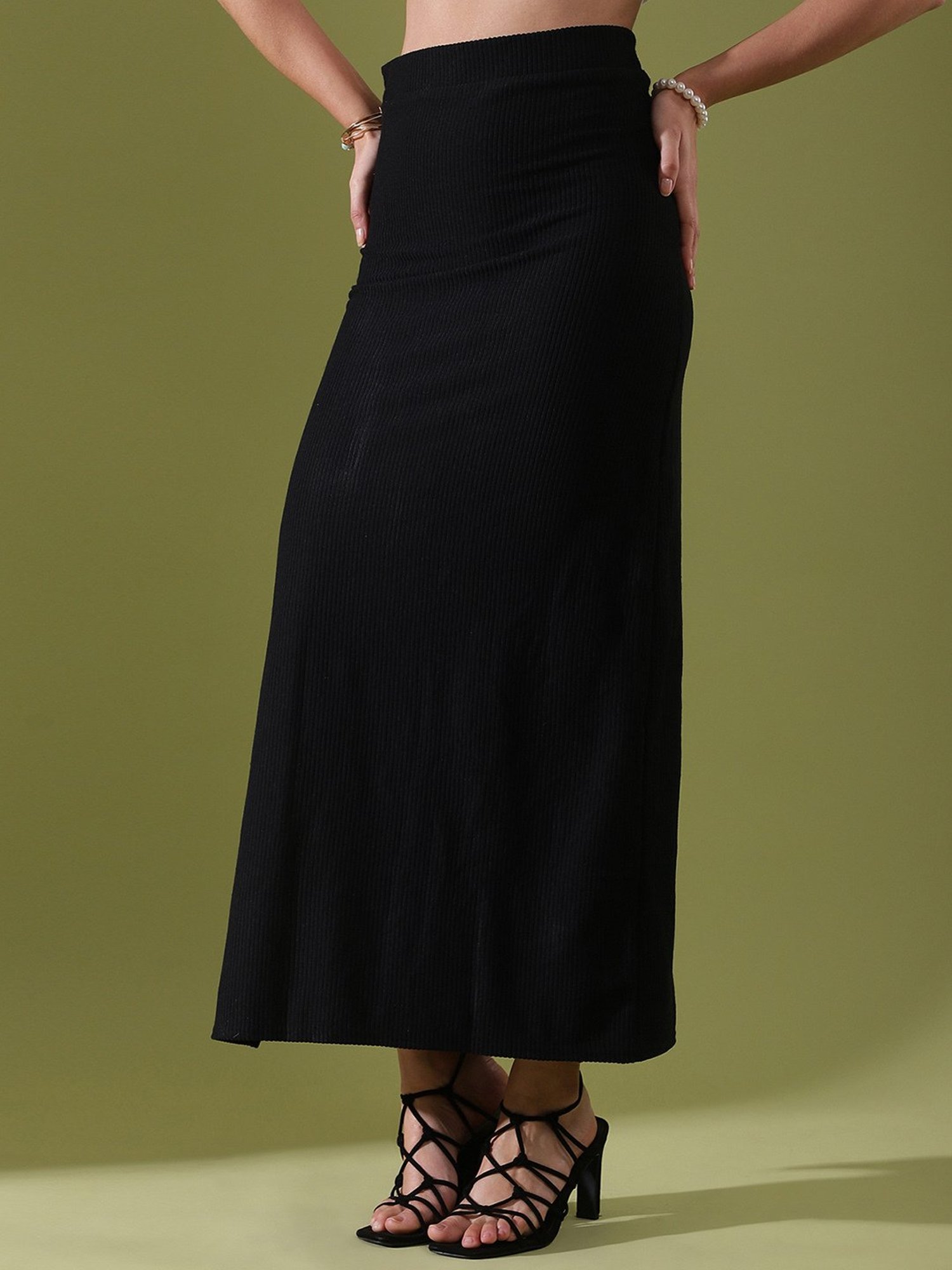 SELVIA Black Maxi Skirt