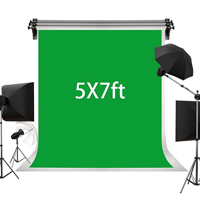 5ftW&times;7ftH Solid Green Backdrop Portrait Background for Photography Studio Screen for Photo Video Studio