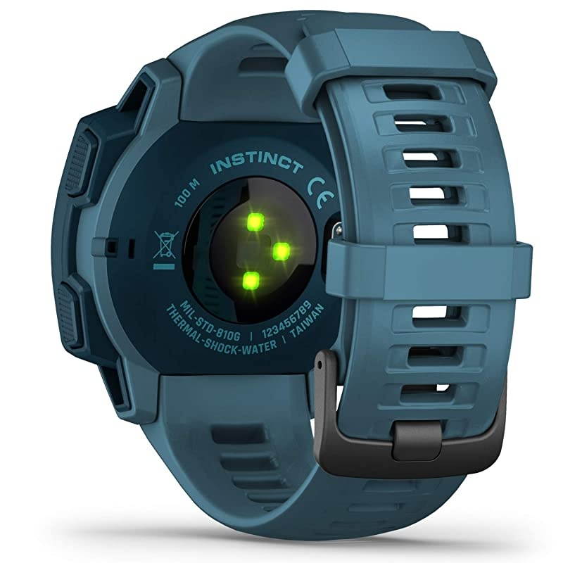 Instinct, Rugged Outdoor Watch with GPS, Features Glonass and Galileo, Heart Rate Monitoring and 3-Axis Compass, Lakeside Blue