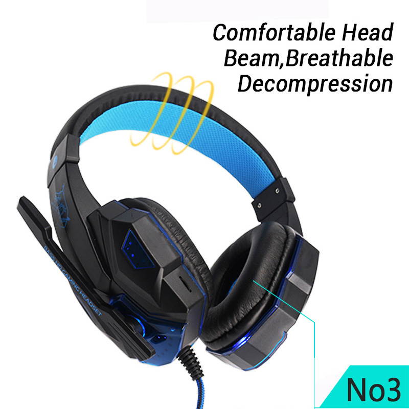 HISPETECH Glow LED Heaadphone Bass HD Stereo Sound Gaming Headset Mic Gamer Over-ear Headband Earphone Noise Cancelling with Microphone for PC Game