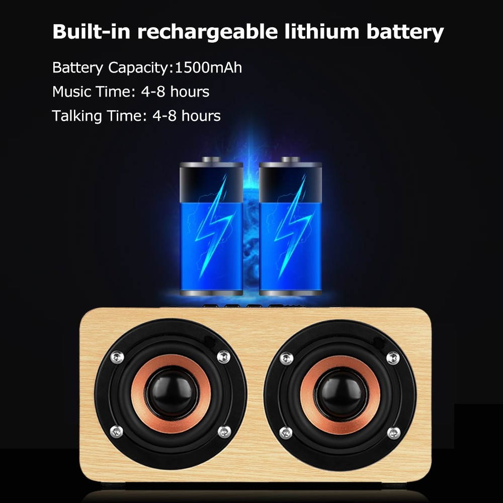 W5 Red Wood Grain Speaker Bluetooth 4.2  Light