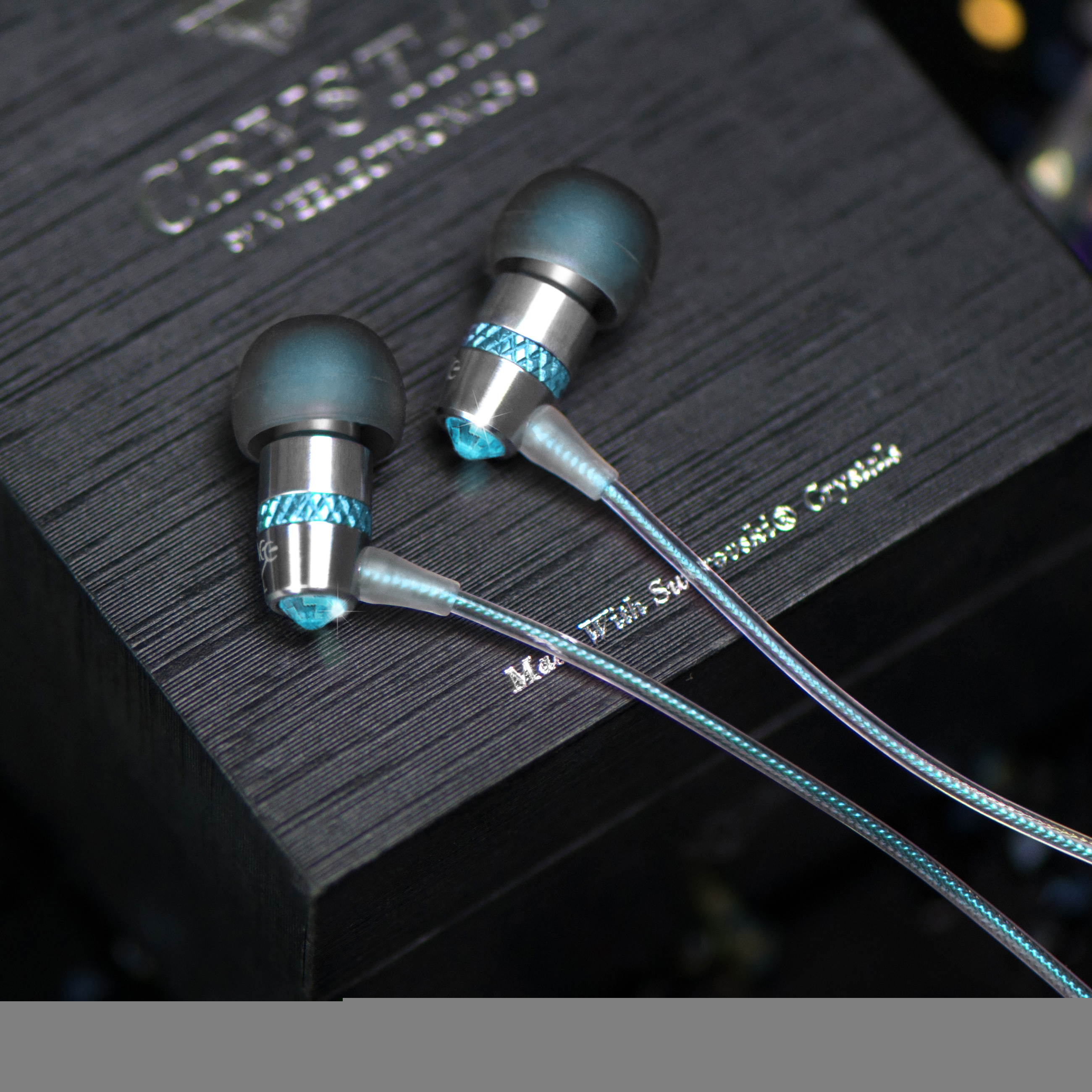 Mee audio Turquoise Blue  EP-M11J-TQ-MEE  In-Ear Headphones with Microphone Made with Swarovski Crystals