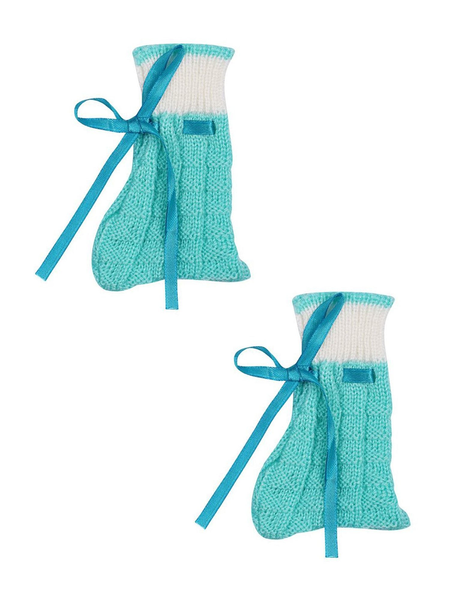 Little Angels Kids Green & White Textured Pattern Full Sleeves Sweater Set