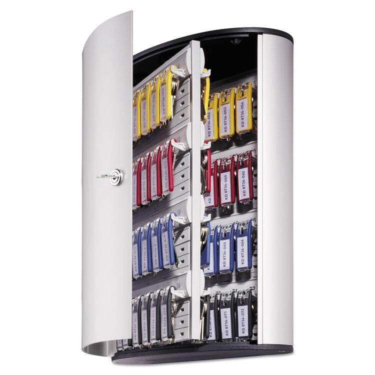 Durable Locking Key Cabinet 72-Key Brushed Aluminum 11 3/4 x 4 5/8 x 15 3/4