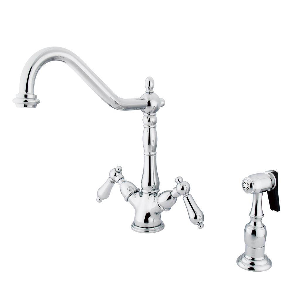 Kingston Brass Heritage Double Handle Kitchen Faucet With Side Sprayer