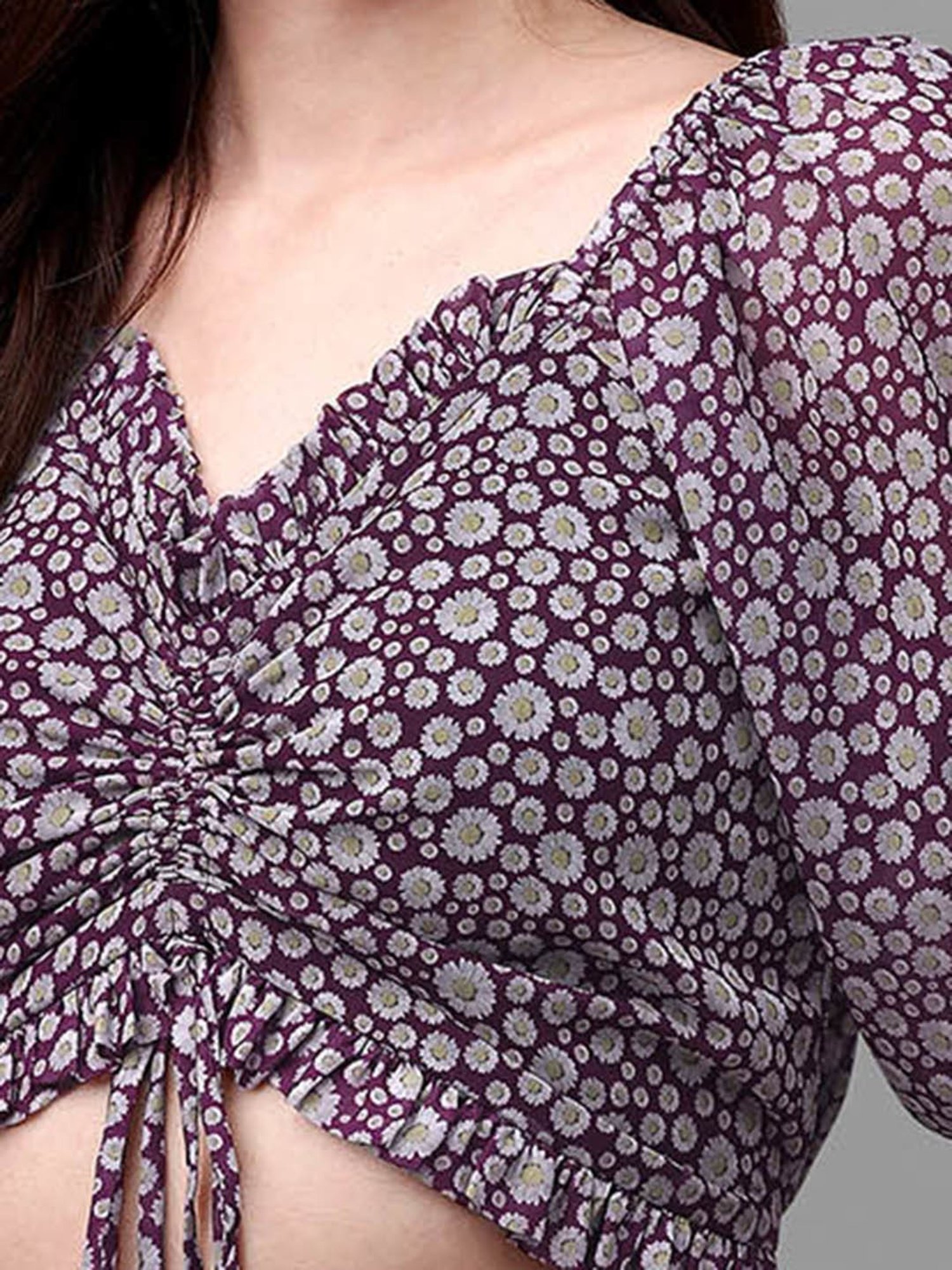 MASAKALI.CO Purple Floral Print Crop Top