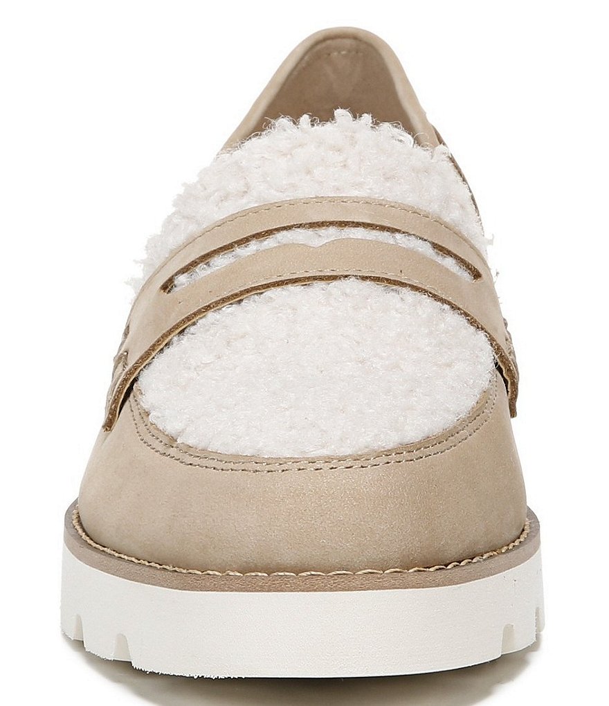 Vionic Cheryl Leather And Faux Curly Shearling Lugged Sole Penny Loafers