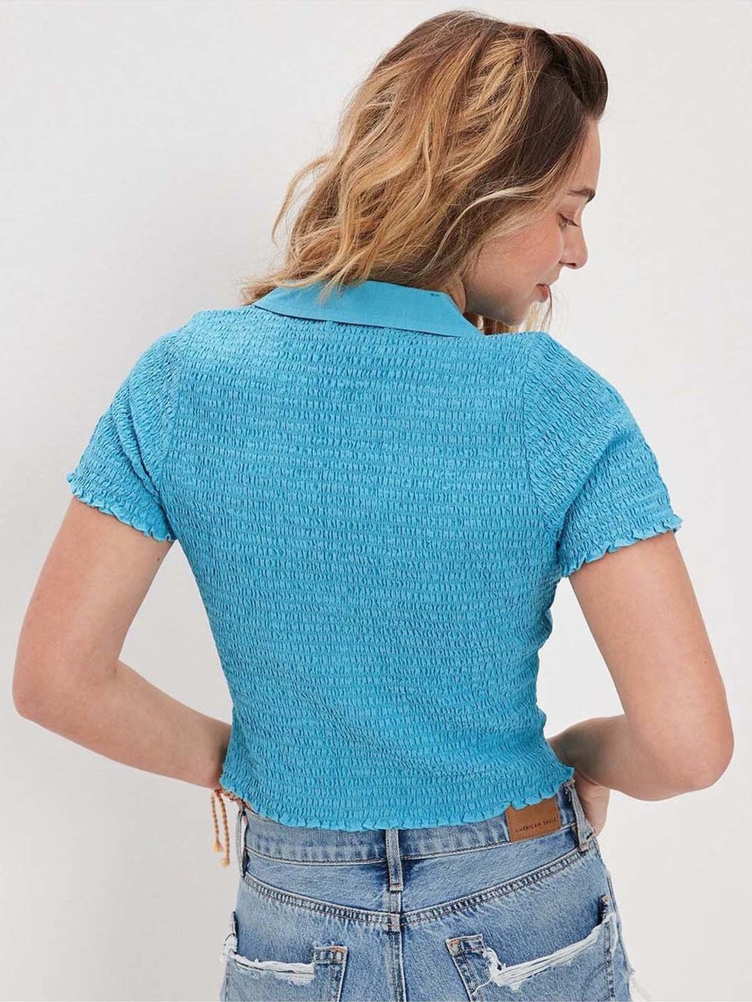 American Eagle Outfitters Blue Cotton T-Shirt