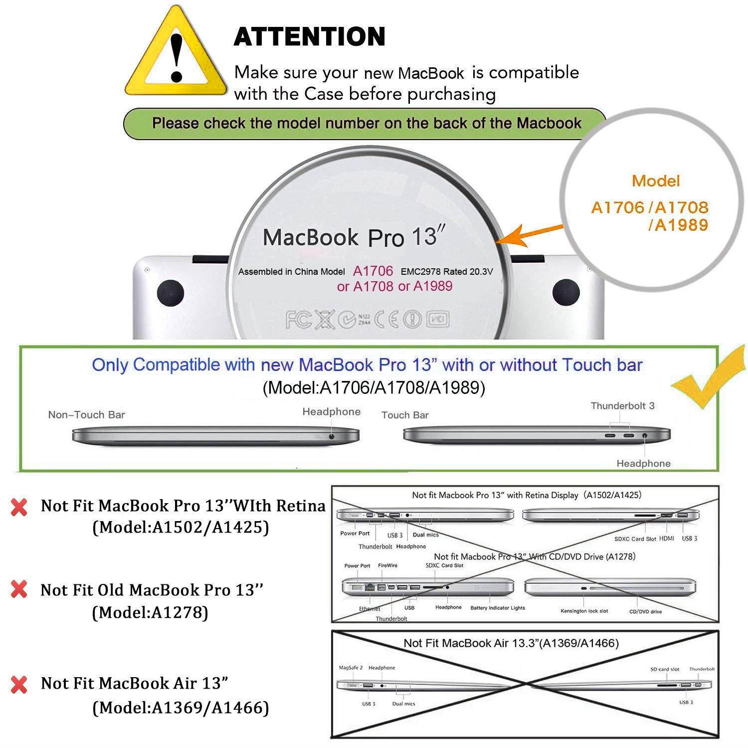 KEC Laptop Case for MacBook Pro 13" (2018/2017/2016) w/ Keyboard Cover Plastic Hard Shell A1989/A1706/A1708 Touch Bar (Palm Leaves Red Flower)