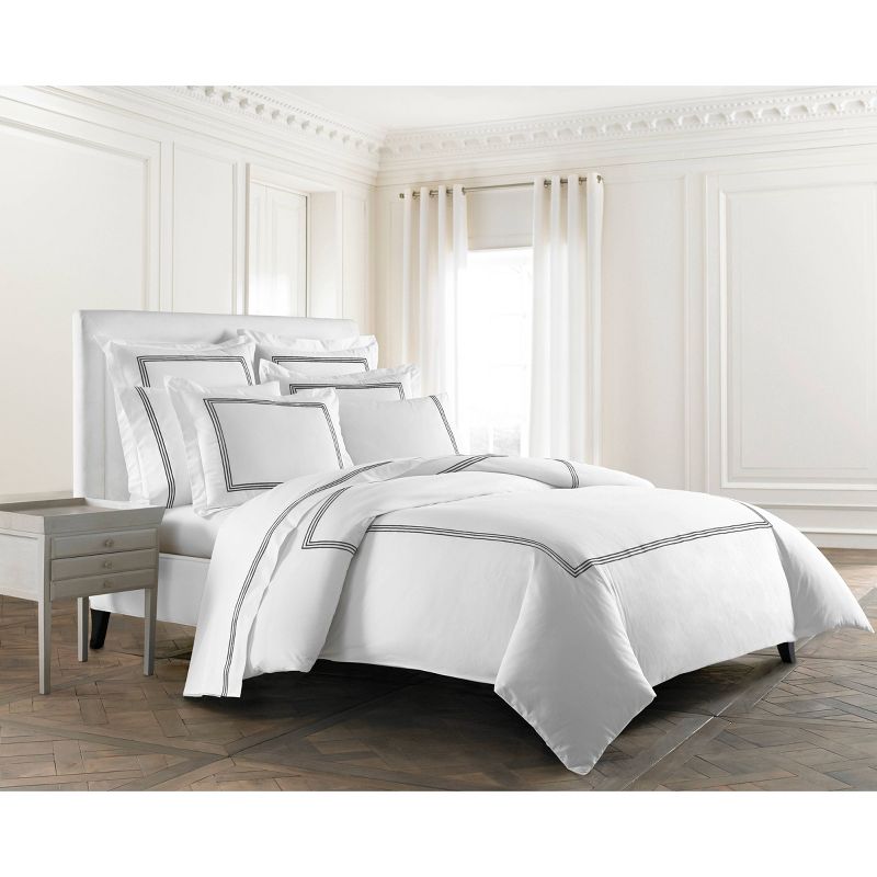 King 2pk Triple Line Solid Pillowcase Set Black - Cassadecor