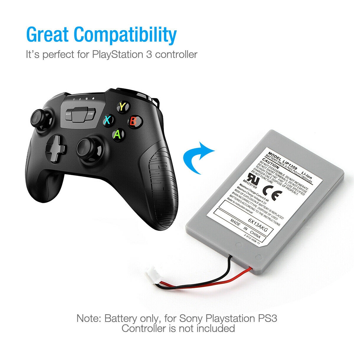 For  Playston 3 PS3 Wireless Controller Replacement Battery 3.7V 1800mAh