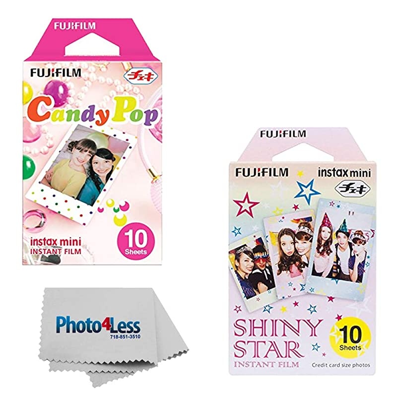 Instax Mini Candy Pop Instant Film (10 Sheets) +  Instax Mini Shiny Stars Instant Film (10 Sheets)