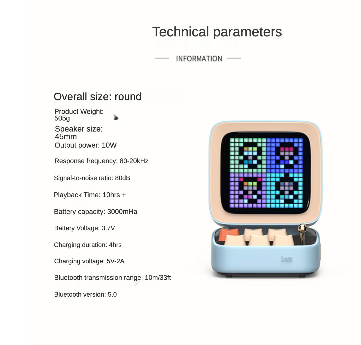 divoom DITOO dot tone pixel bluetooth speaker light pollution lamp retro keyboard girlfriend birthday gift box