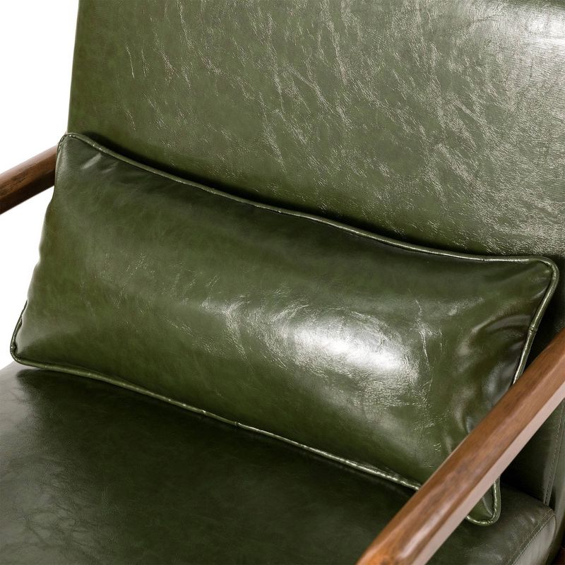 Accent Armchair with Walnut Ruberwood Frame Green - Glitzhome