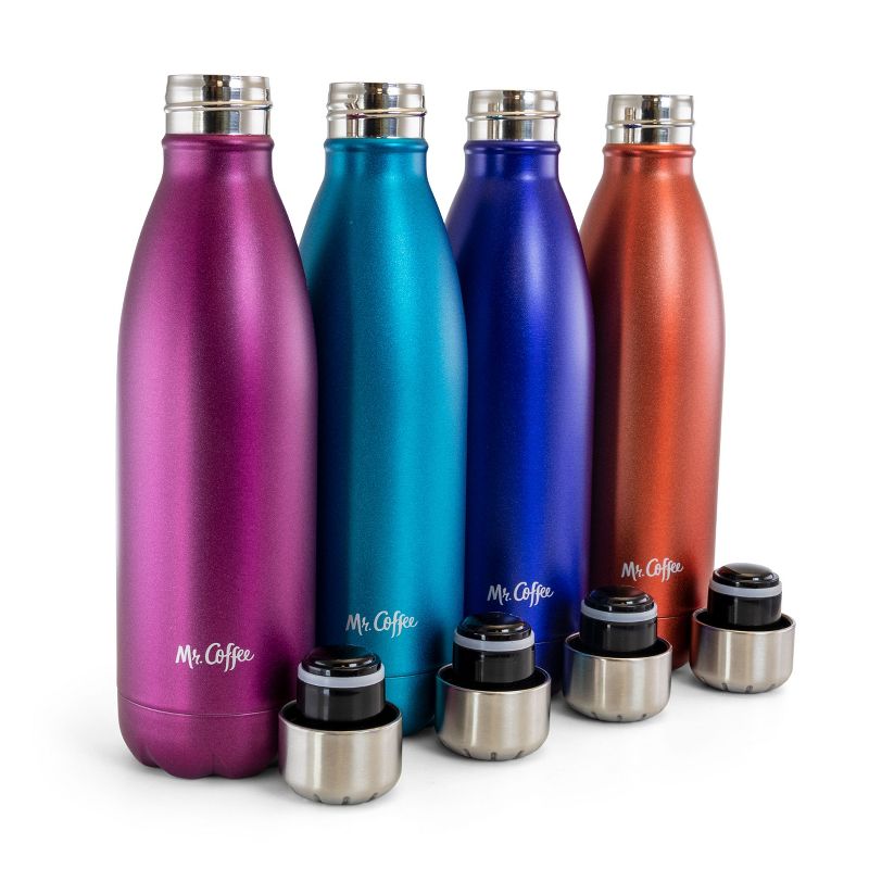 Mr. Coffee 4 Piece 16.9 Ounce Thermal Bottle Set in Assorted Colors