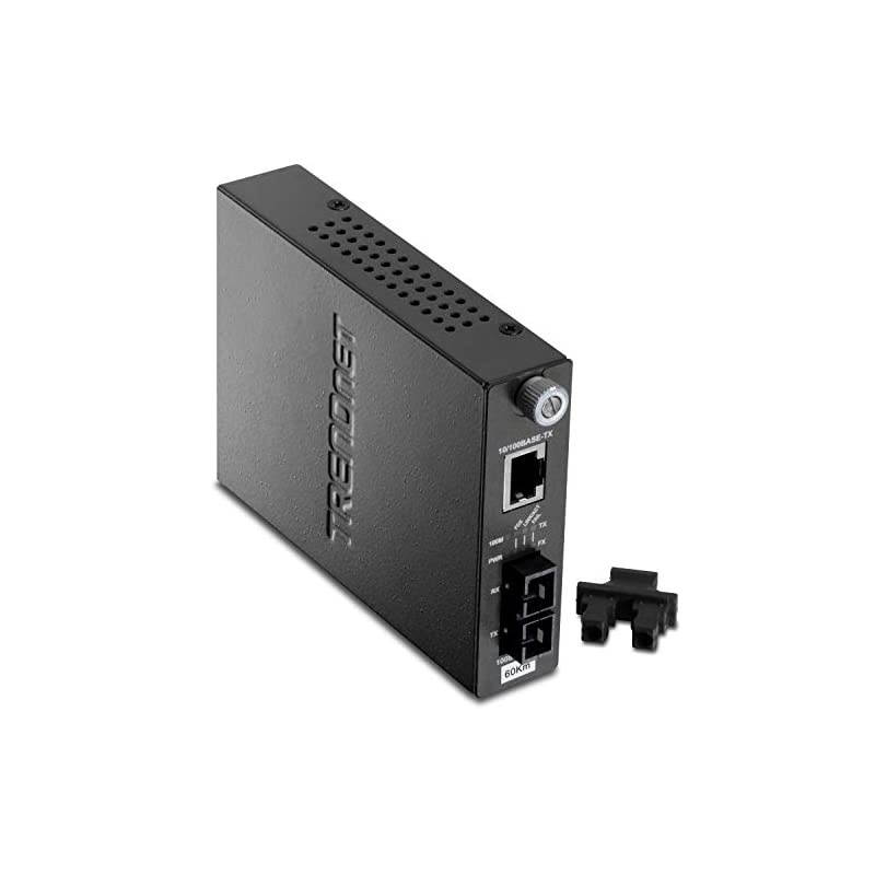 Intelligent 10100BaseTX to 100BaseFX Single Mode SC Fiber Media Converter 60Km 373 Miles AutoNegotiation RJ45 Port Fiber to Ethernet ConverterLifetime Protection TFC110S60i