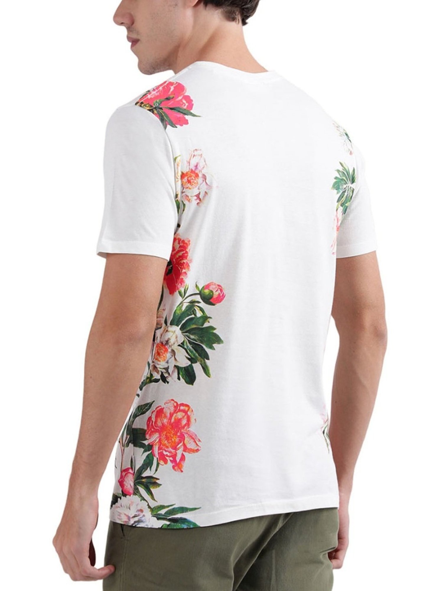 Lindbergh White Cotton Regular Fit Printed T-Shirt