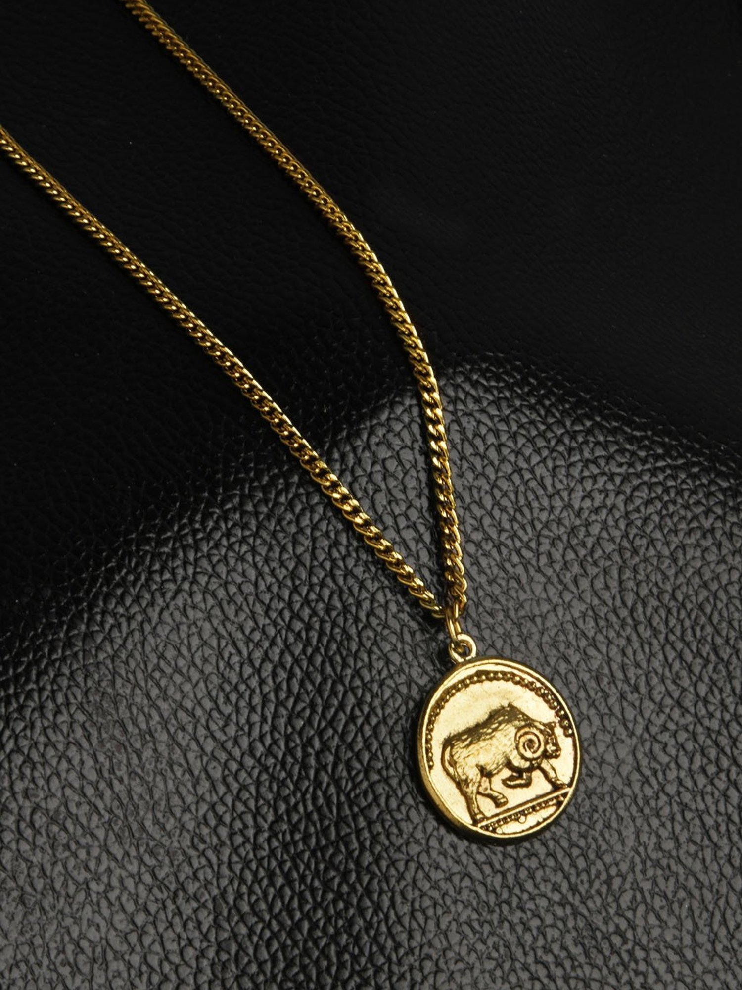 The Bro Code Antique Gold-Plated Bull Charm Pendant Necklace For Men