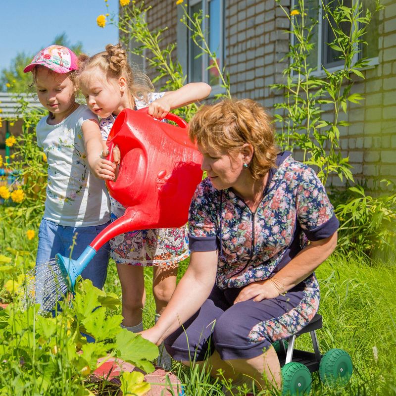 19" Steel Garden Cart Rolling Scooter Green - Pure Garden