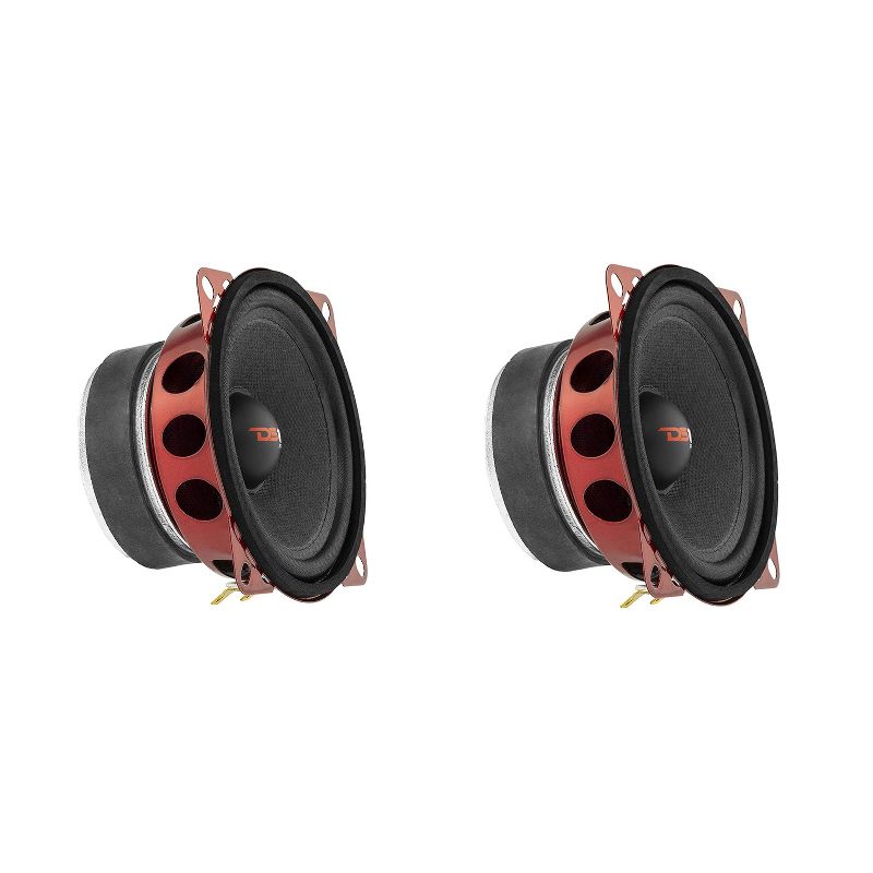 DS18 PRO-X4M Pro X 4 Inch 200 Watt Max 100 RMS 8 Ohm Mid Range Car and Truck Door Loudspeaker with Red Steel Basket Cone Design (2 Pack)