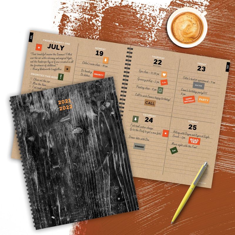 2021-22 Academic Planner 8.5" x 11" Burnt Wood Daily/Weekly/Monthly - The Time Factory
