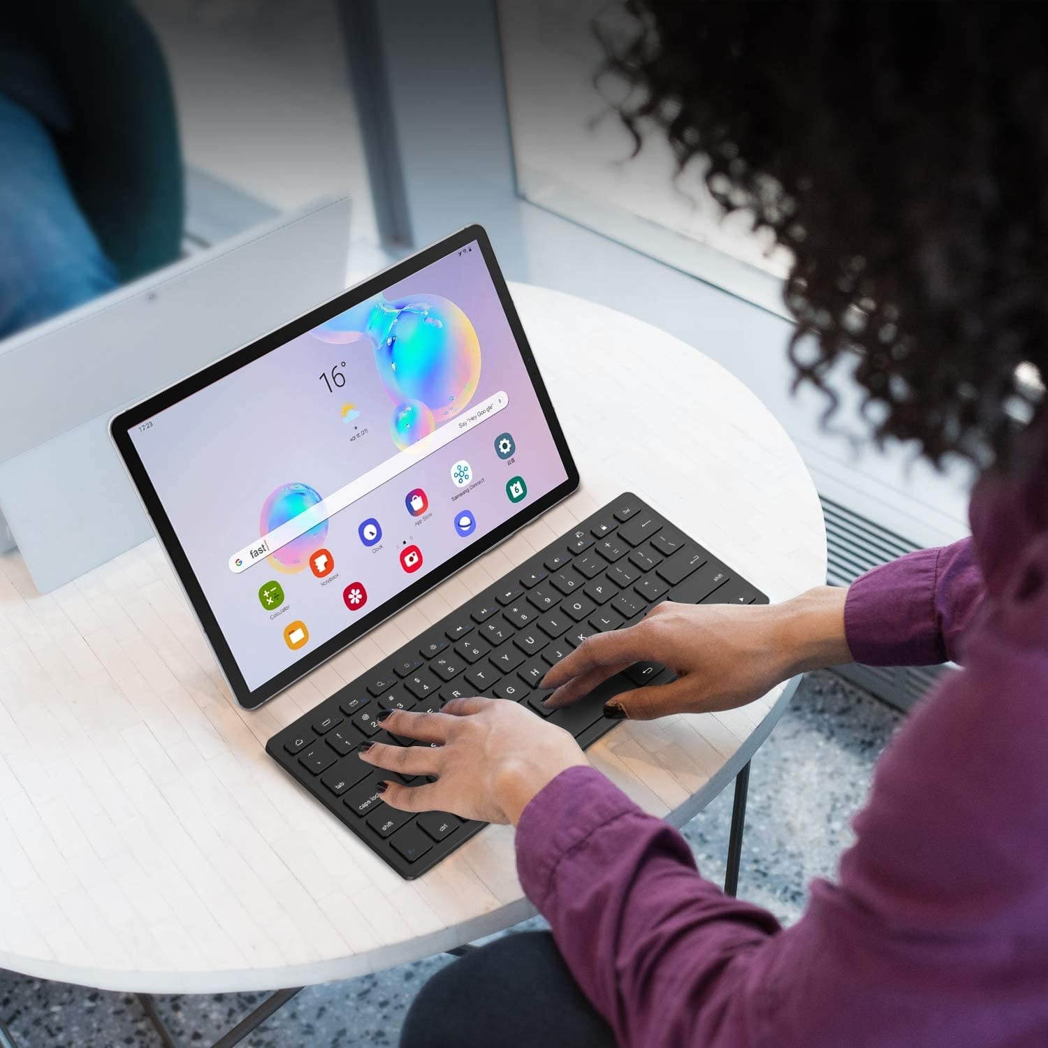 SPARIN Tablet Keyboard for Galaxy Tab A 10.1 / Tab A7, Bluetooth Keyboard for Galaxy Tab S7 Plus/Tab S7 / Tab S6 Lite/Tab S6 / Tab S5e and Other Bluetooth Enabled Tablets and Phones, Black