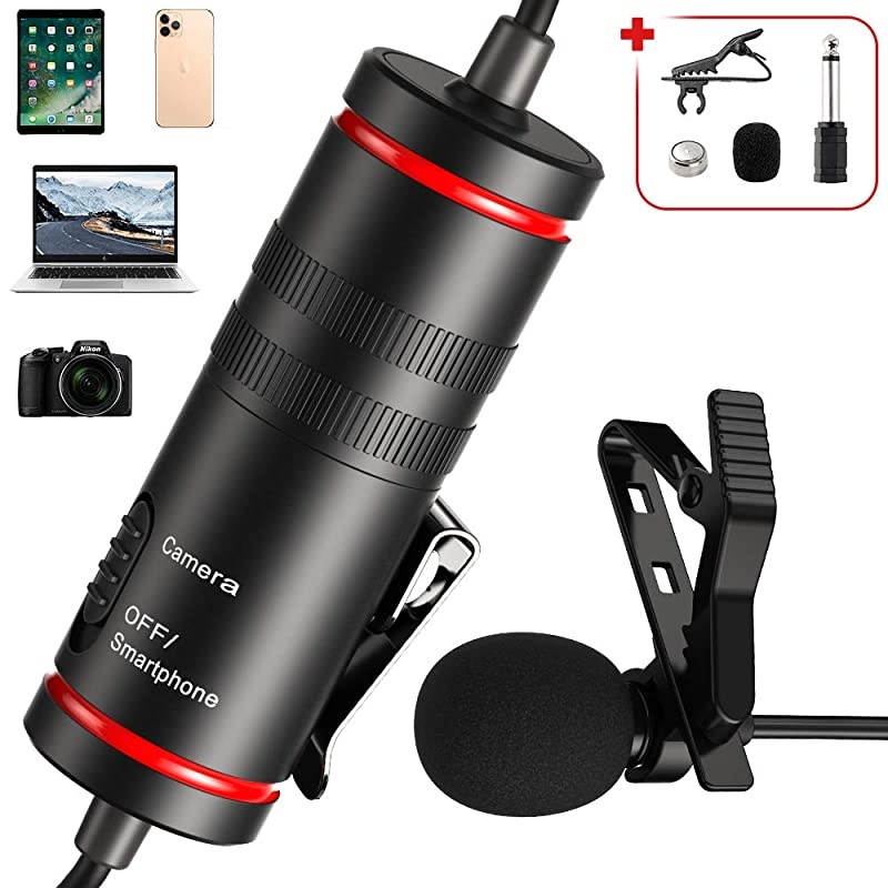 Lavalier Microphone for iPhone/Camera/PC/Android, 312" Professional Lapel Microphone for Recording YouTube/Interview/Video Conferencing/DSLR/Camcorder