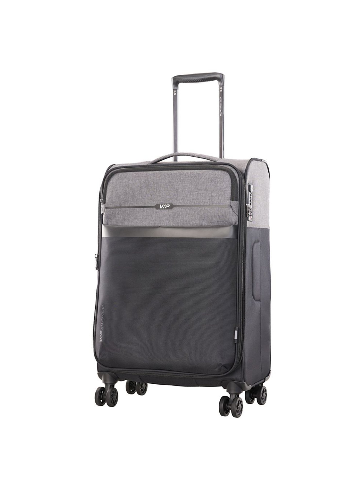 VIP Black 8 Wheels Medium Soft Cabin Trolley Bag 41.5 cm
