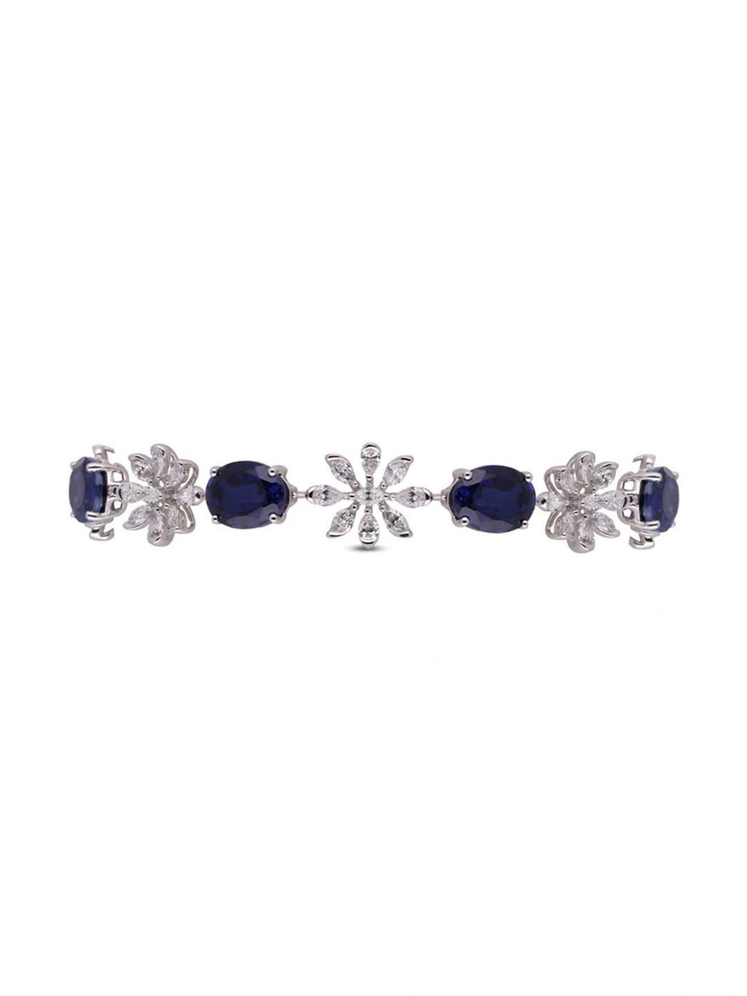 CKC Opulent Elegance: White Gold Diamond and Coloured Cubic Zirconia Flexible Bracelet