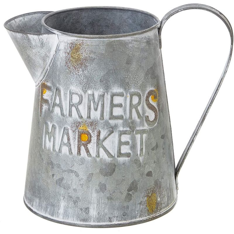 Farmlyn Creek Galvanized Metal Jug Planter for Flowers, Rustic Farmers Market (5 x 6.25 Inches)