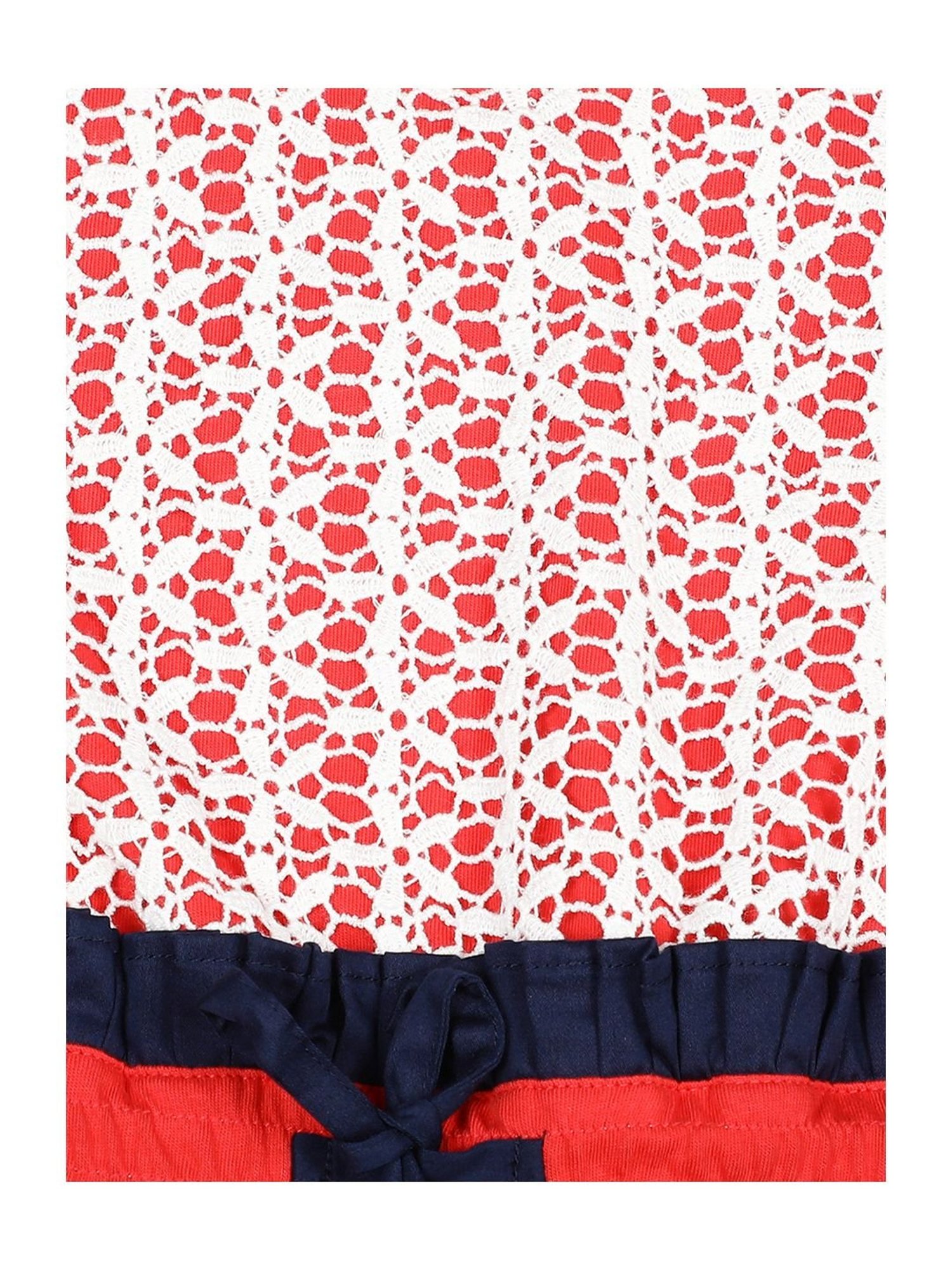 Elle Kids Red & Navy Cotton Printed Dress