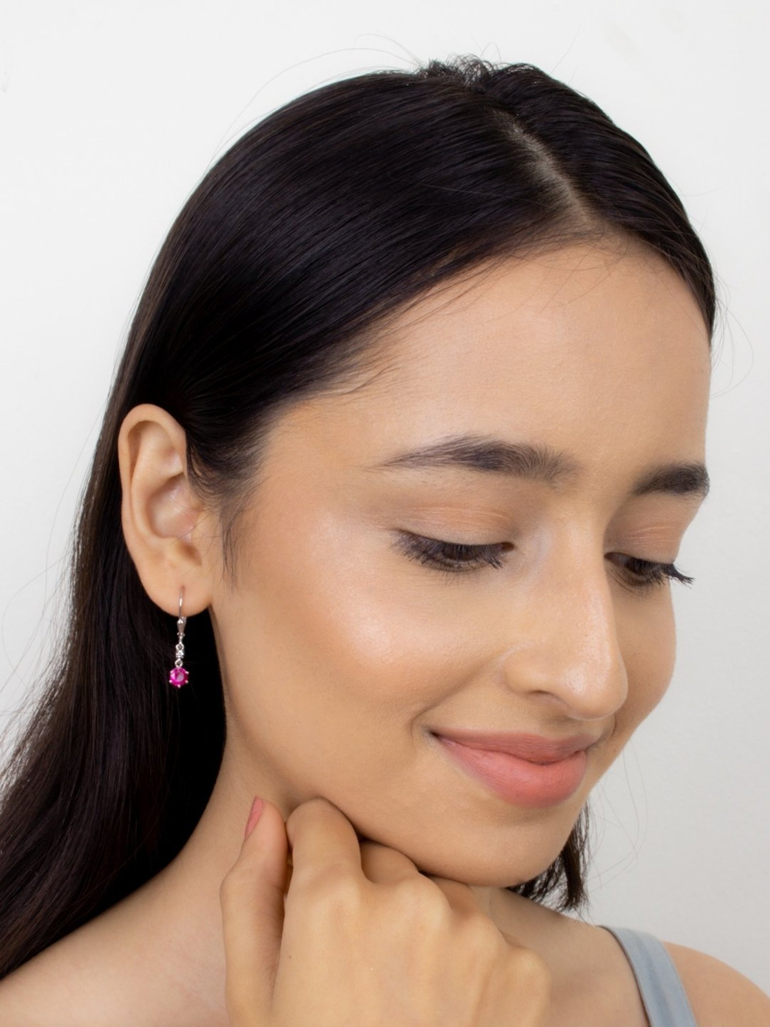 Ornate Jewels 92.5 Sterling Silver Ruby Earrings for Women