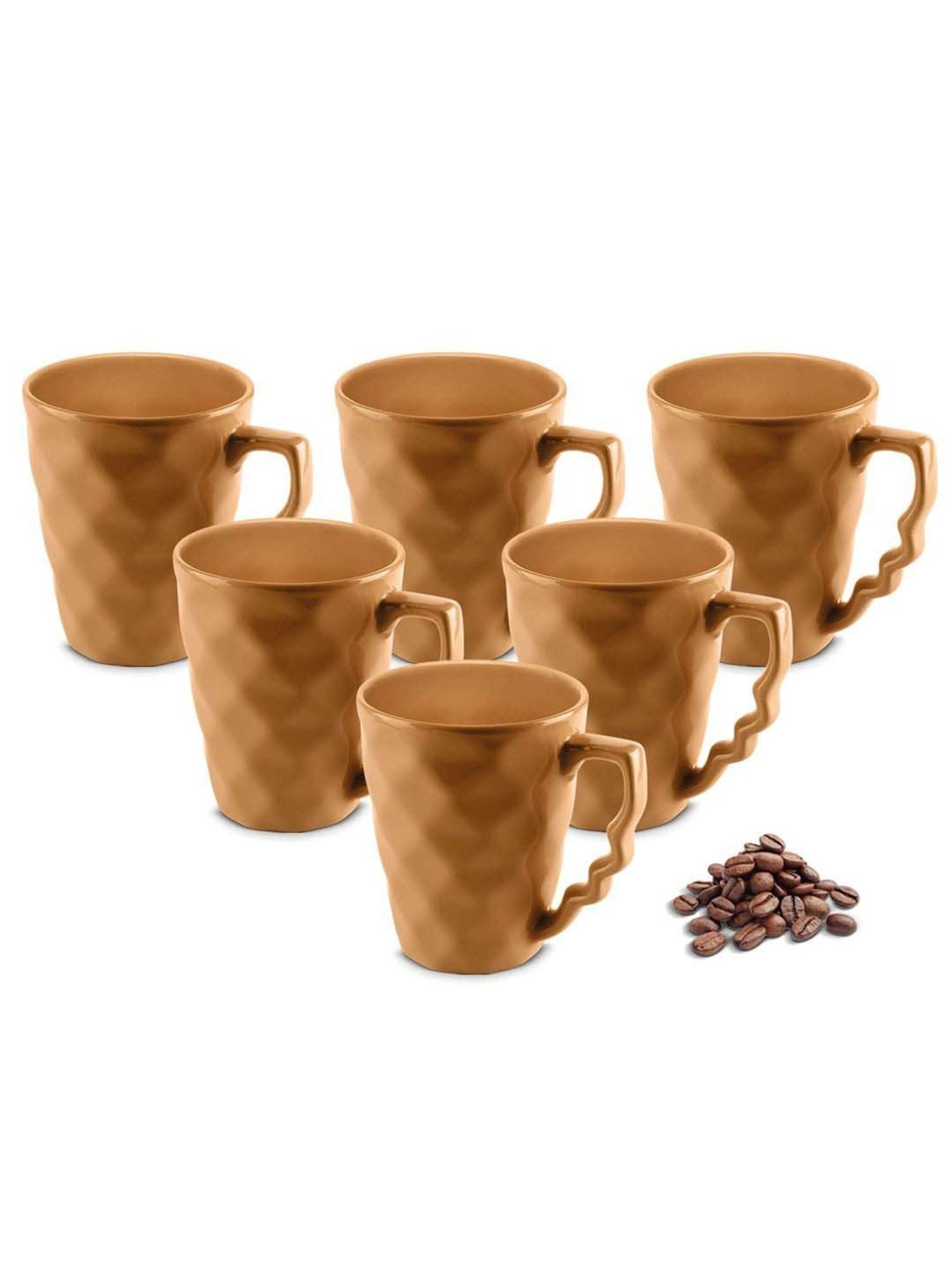 Urban Chef Brown Ceramic Microwave Safe Coffee Mug (0.225 L) - Set of 6